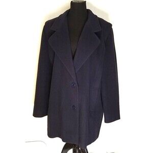 VTG Jennifer Chase Pea Coat Overcoat Women's L Navy Blue 80% Wool Made In USA